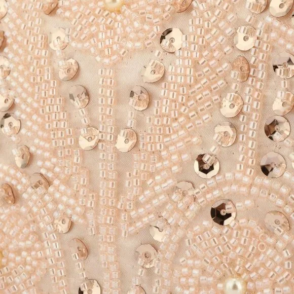 𝅺BEADED Sequin Flower Clutch Bag Champagne - Picture 8 of 8